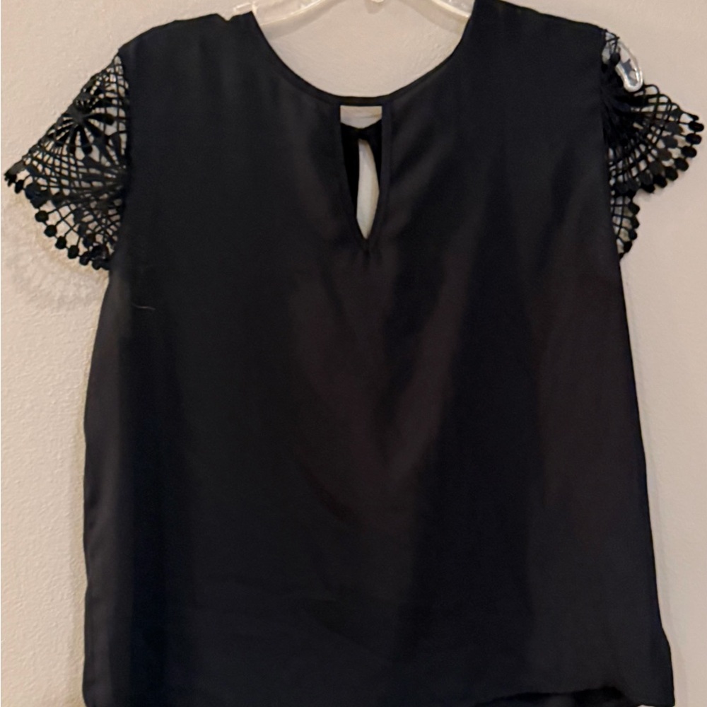 SHEIN Black Lace Sleeve Blouse